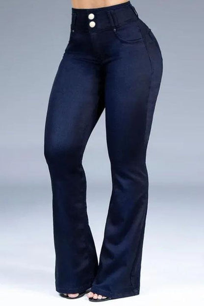 2022 Button Front Butt Lifting Flare Jeans