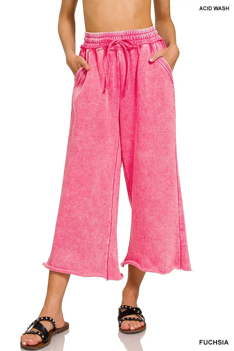 ✨ Women's Comfy Acid Wash Palazzo Sweatpants with Pockets