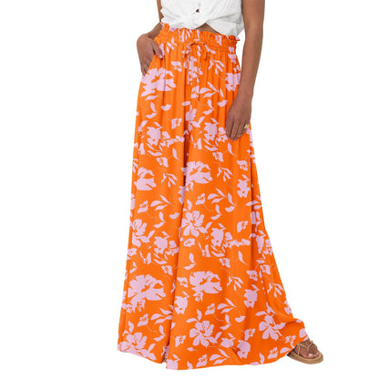 Women's Floral Print High Waist Wide Leg Pants