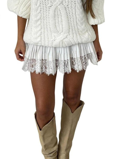 Limited time sale🔥Women's Low Waist Lace Mini Pleated Skirts