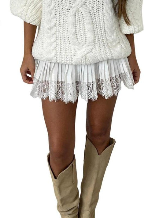 Limited time sale🔥Women's Low Waist Lace Mini Pleated Skirts
