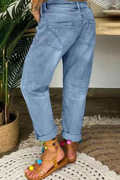 Ripped Button Up Low Waist Jeans(Buy 2 Free Shipping)