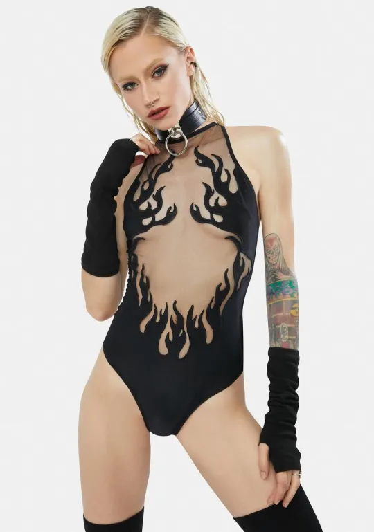 Flame Embroidered Bodysuit