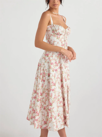 Women's Vintage Print Bustier Sundress