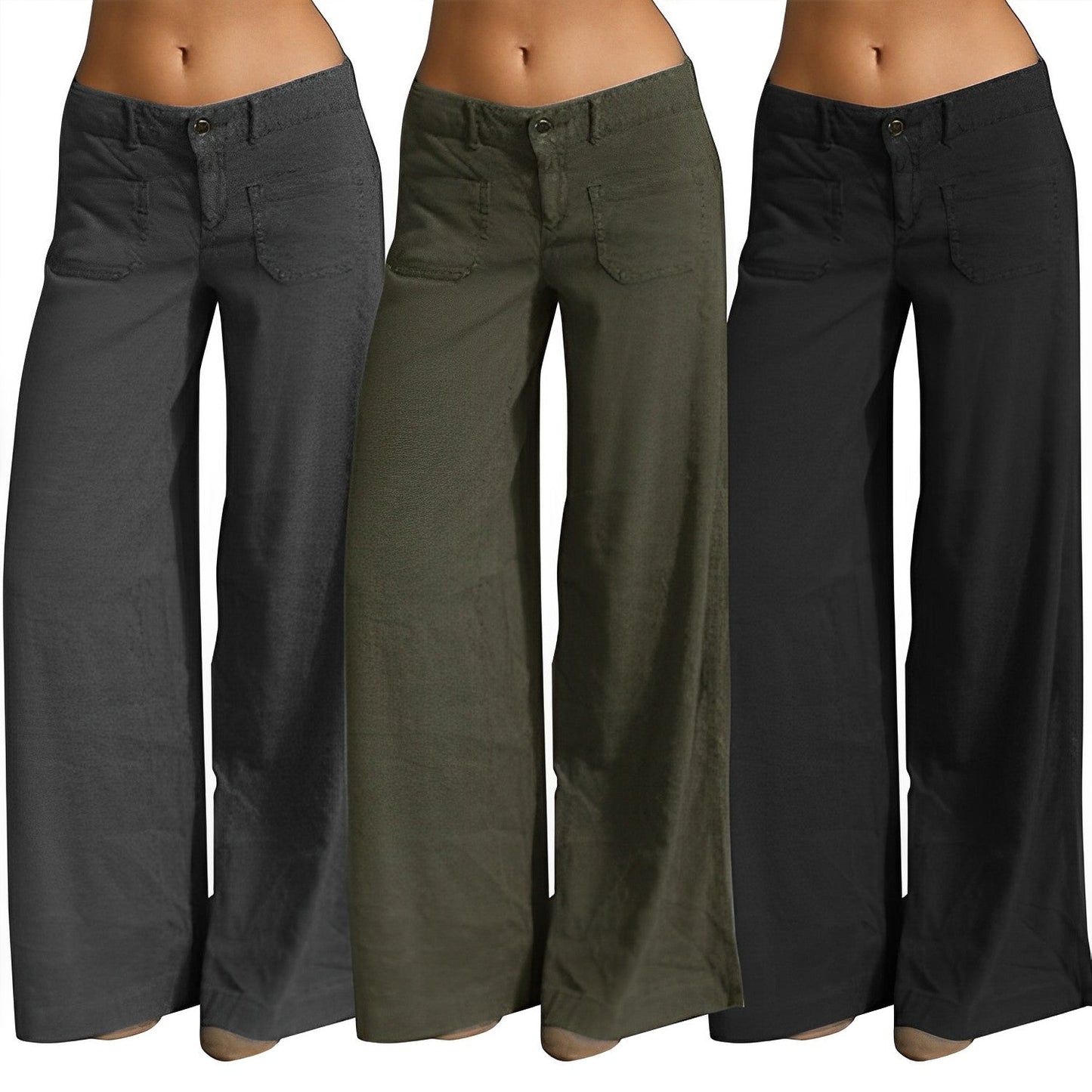 Dual Pocket Front Wide Leg Jeans