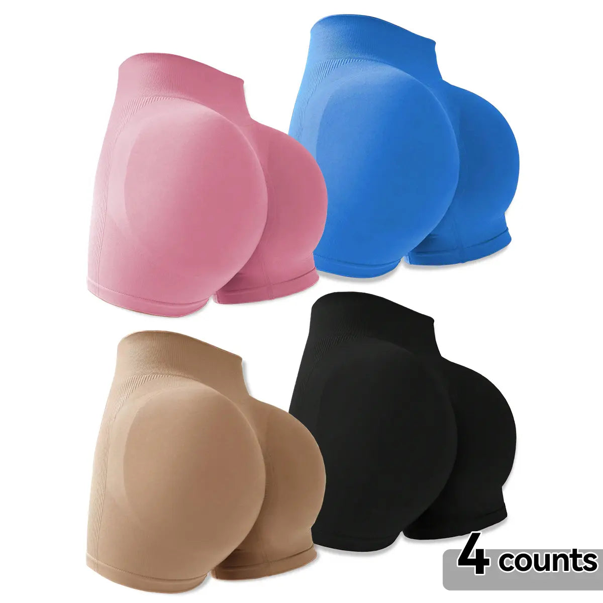 4-Pieces High Waist Tummy Control Butt-Lifting Seamless Shorts