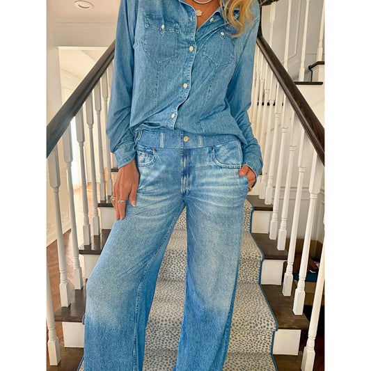 Women's Denim Look Pajama Set
