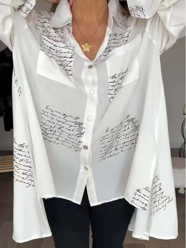 2024 Letter Print Fashion Lapel Shirt(Buy 2 Free Shipping)