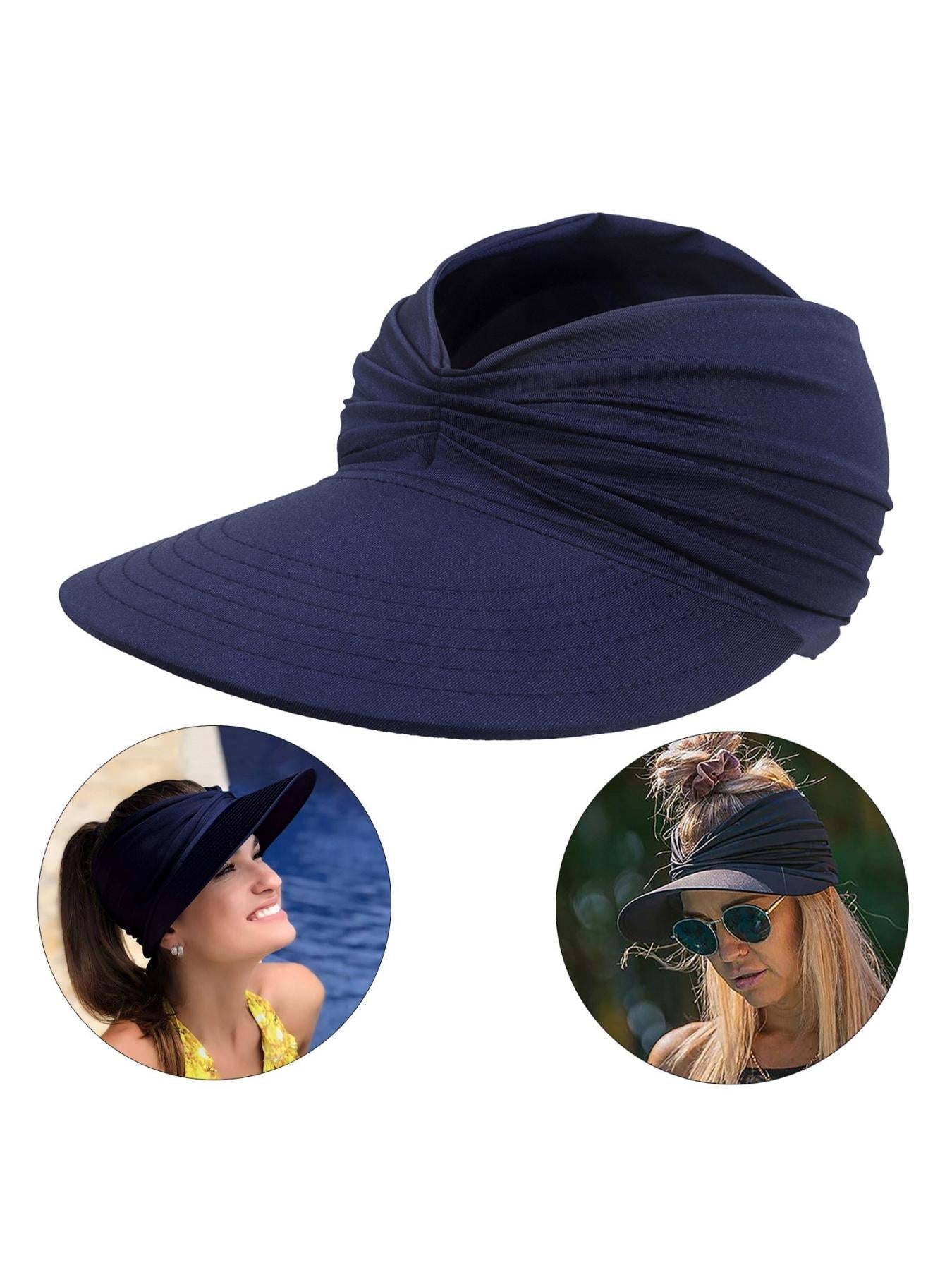 Women's Sun Protection Wide Brim Visor Hat Casual Outdoor Beach Sun Hat