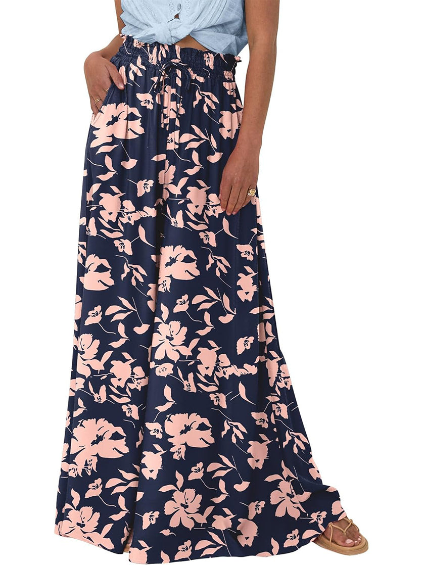 Women's Floral Print High Waist Wide Leg Pants