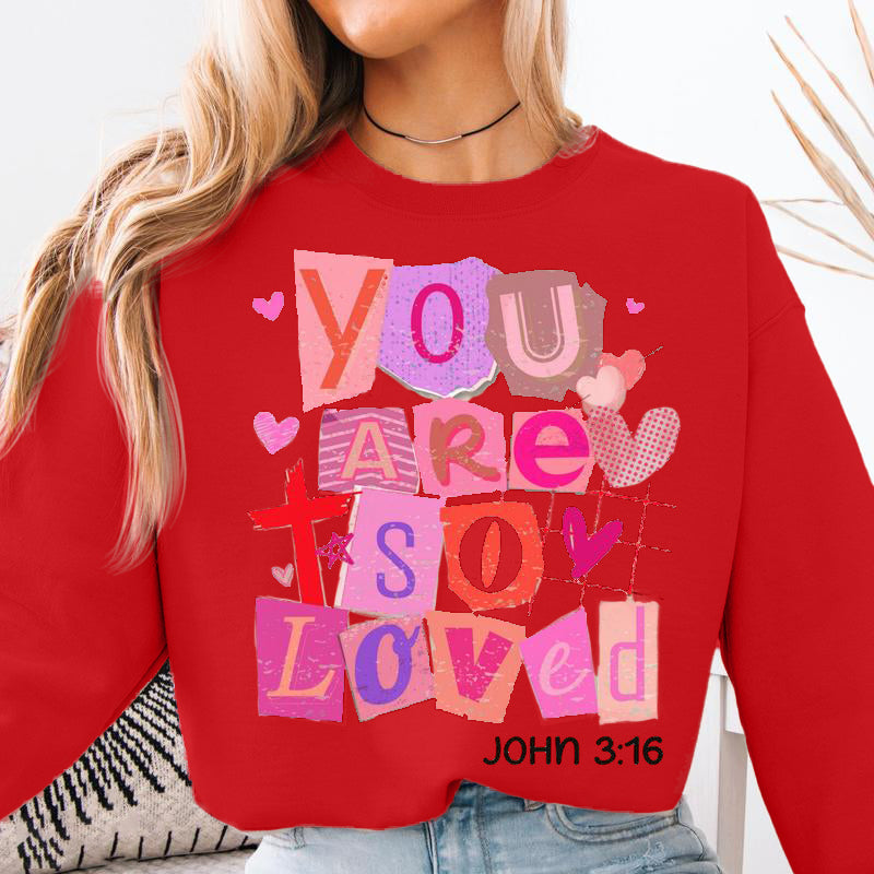 Christian Valentines Day Sweatshirt John 3:16 Bible Verse Jesus Sweater