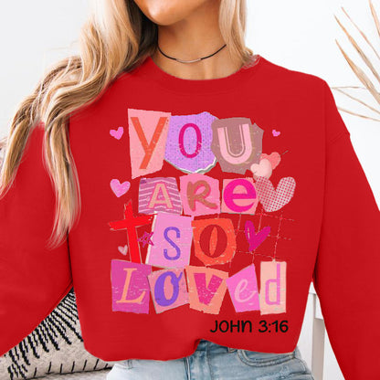 Christian Valentines Day Sweatshirt John 3:16 Bible Verse Jesus Sweater