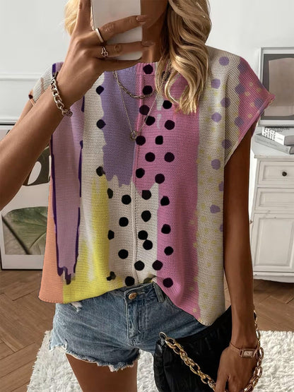Women's Print Drop-Shoulder Knit Top