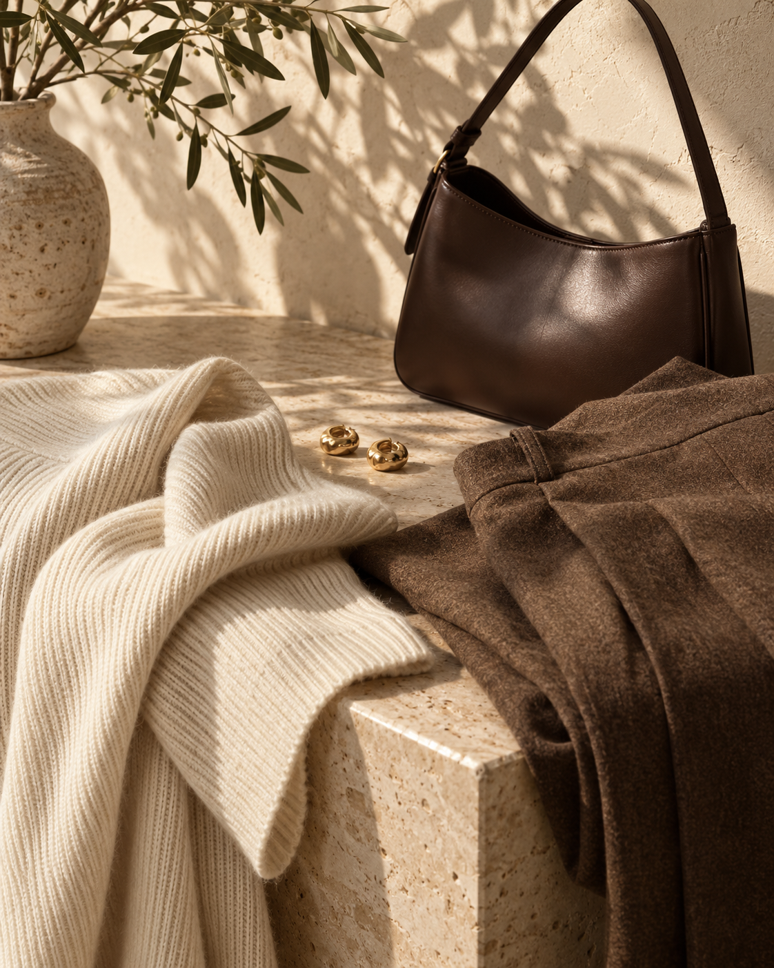 Editorial styling inspiration: warm neutral textures and accessories