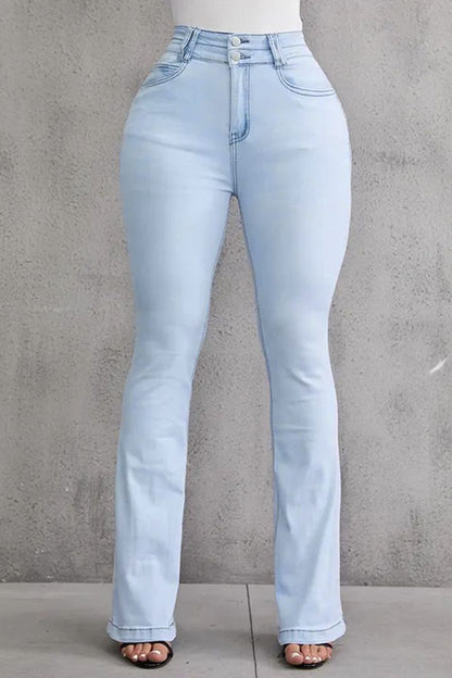 2022 Button Front Butt Lifting Flare Jeans