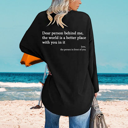 'DEAR PERSON BEHIND ME' V-NECK TOP