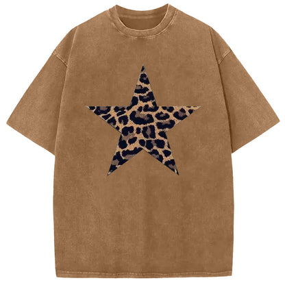 Acid Washed Shirts Five-Pointed Star Oversized Tee