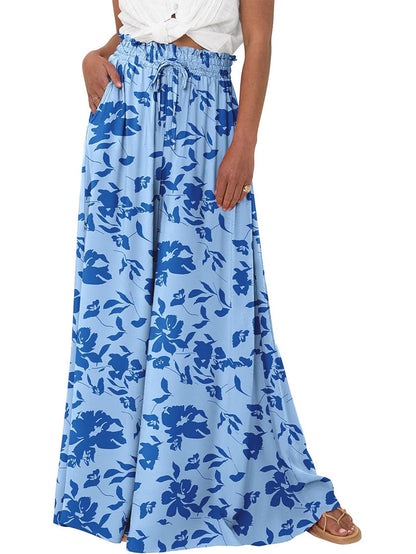 Women's Floral Print High Waist Wide Leg Pants