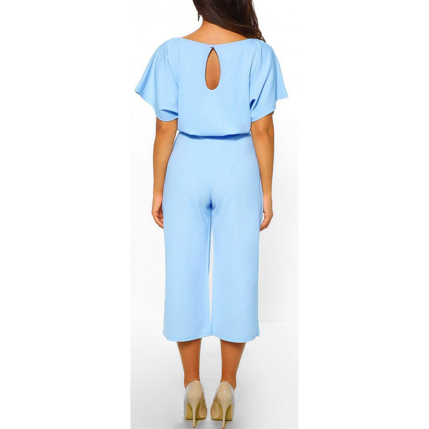 Women's summer and autumn short sleeved jumpsuit with bow tie