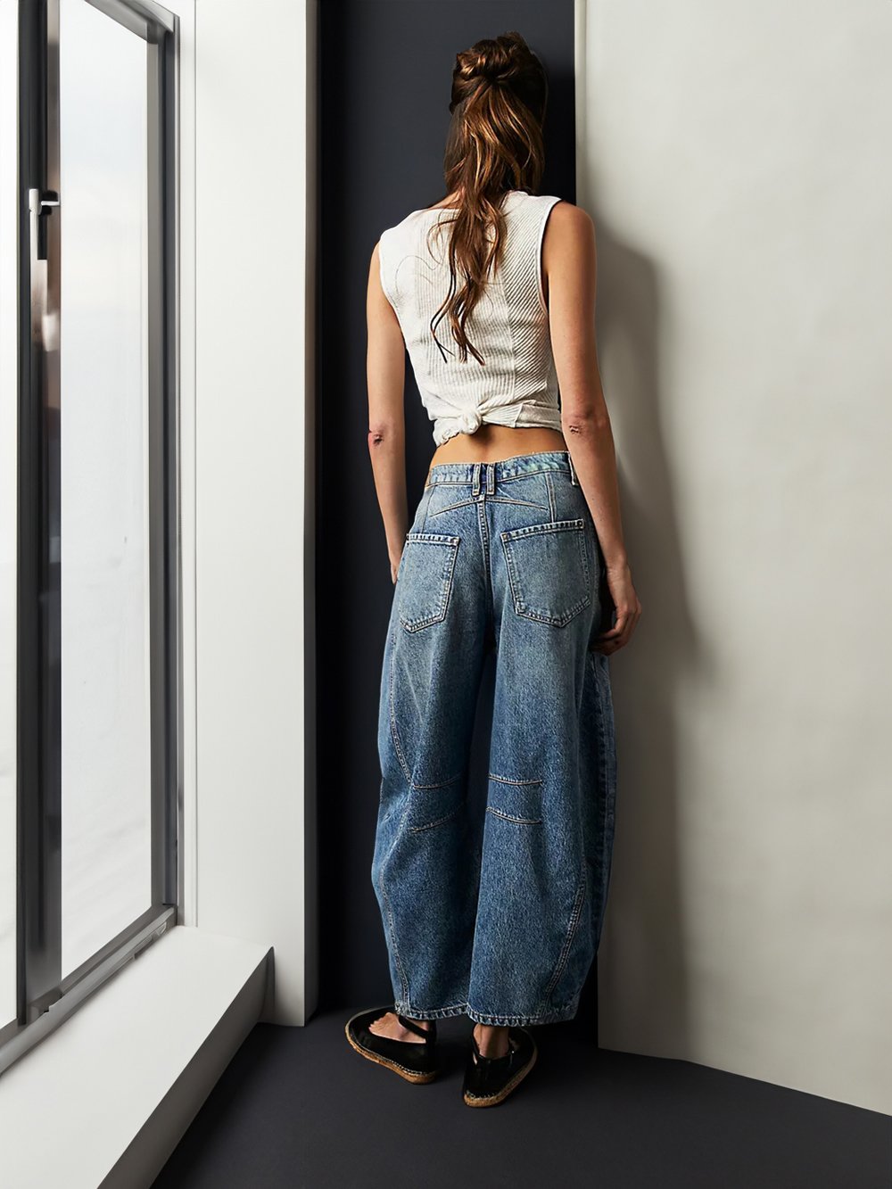 Hot Sale ✨High Stretch Mid-Rise Barrel Jeans Fashion Wide Leg Shape (BUY 2 Free Shipping)