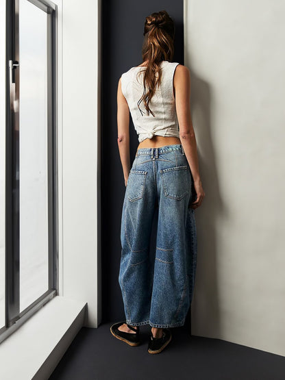 Hot Sale ✨High Stretch Mid-Rise Barrel Jeans Fashion Wide Leg Shape (BUY 2 Free Shipping)