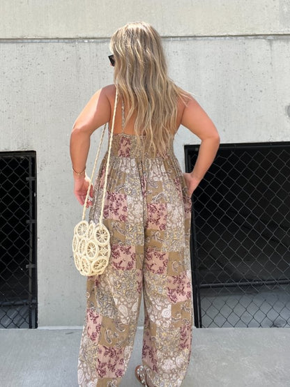 2023 Hot Sale Patchwork Print Loose Jumpsuit (Buy 2 Free Shipping)