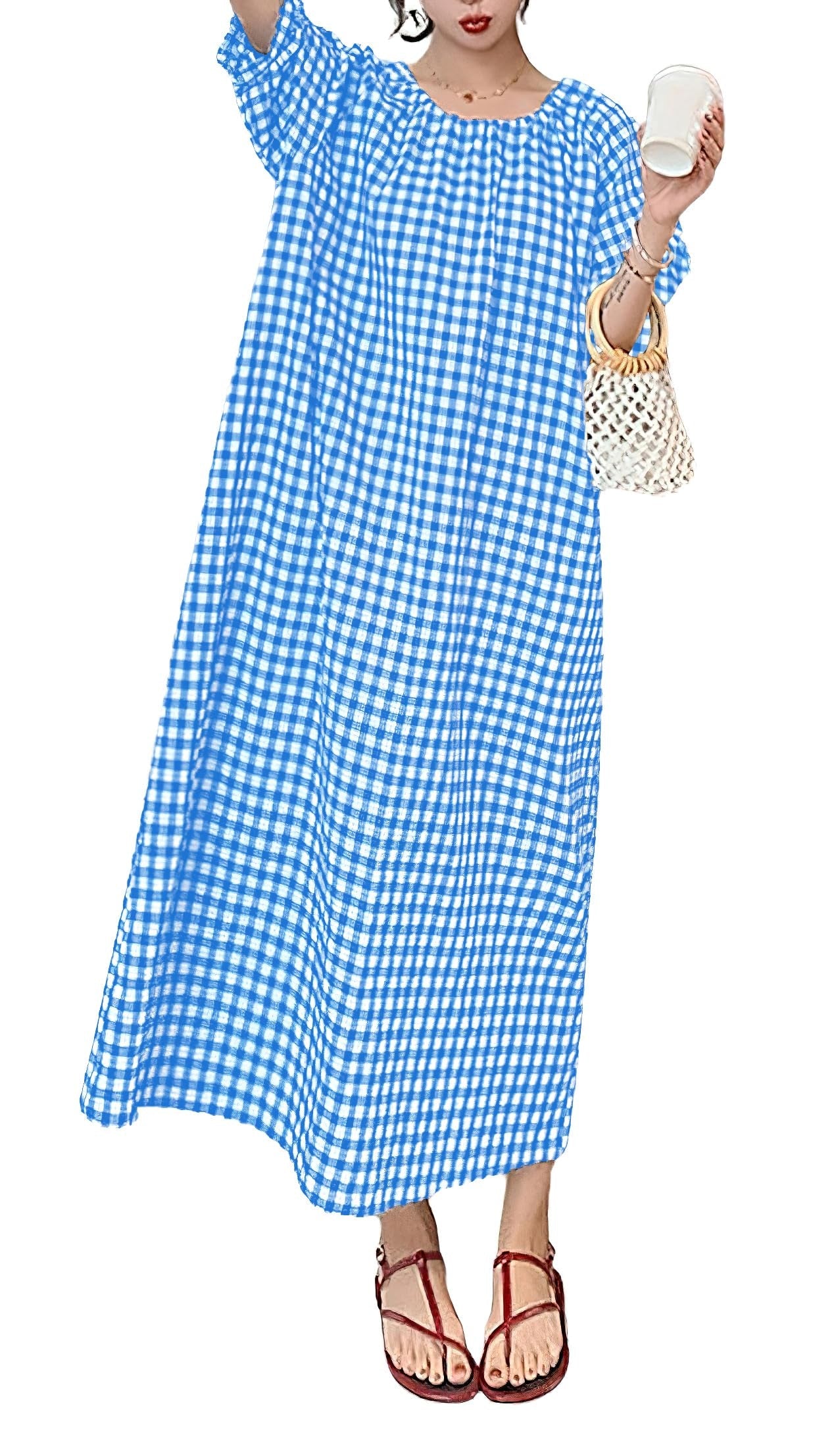 Women's Summer Plaid Loose Casual Dress