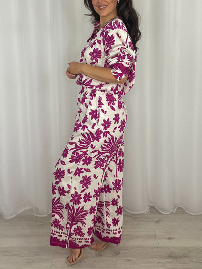 Luxury Paisley Print Button Up Shirt & Trouser Co-Ord