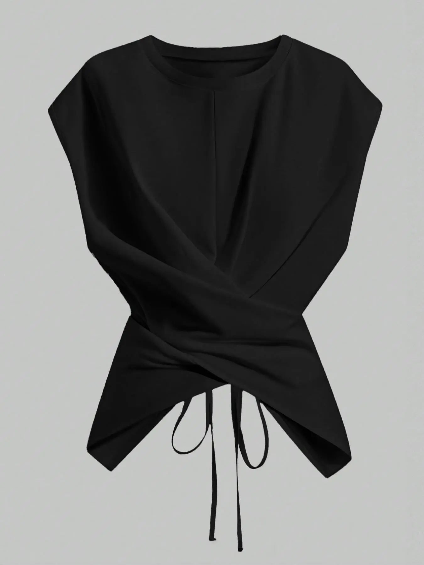 HOT SALE Women's Cap Sleeve Tie Back Cinched Waist Wrap Top