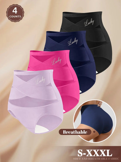 Women's High-Waisted Mesh Panties 4-Pack, Soft Breathable Seamless Underwear
