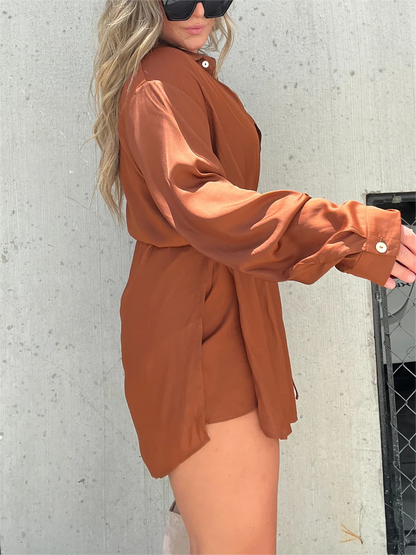 Satin Covered Nights 2-Piece Tunic Set (Buy 2 Free Shipping)