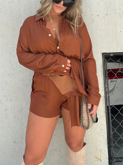 Satin Covered Nights 2-Piece Tunic Set (Buy 2 Free Shipping)