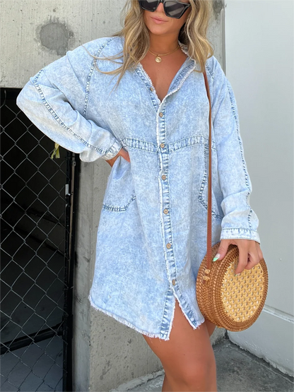 Women's Washed Oversized Shirt Dress (Buy 2 Free Shipping)