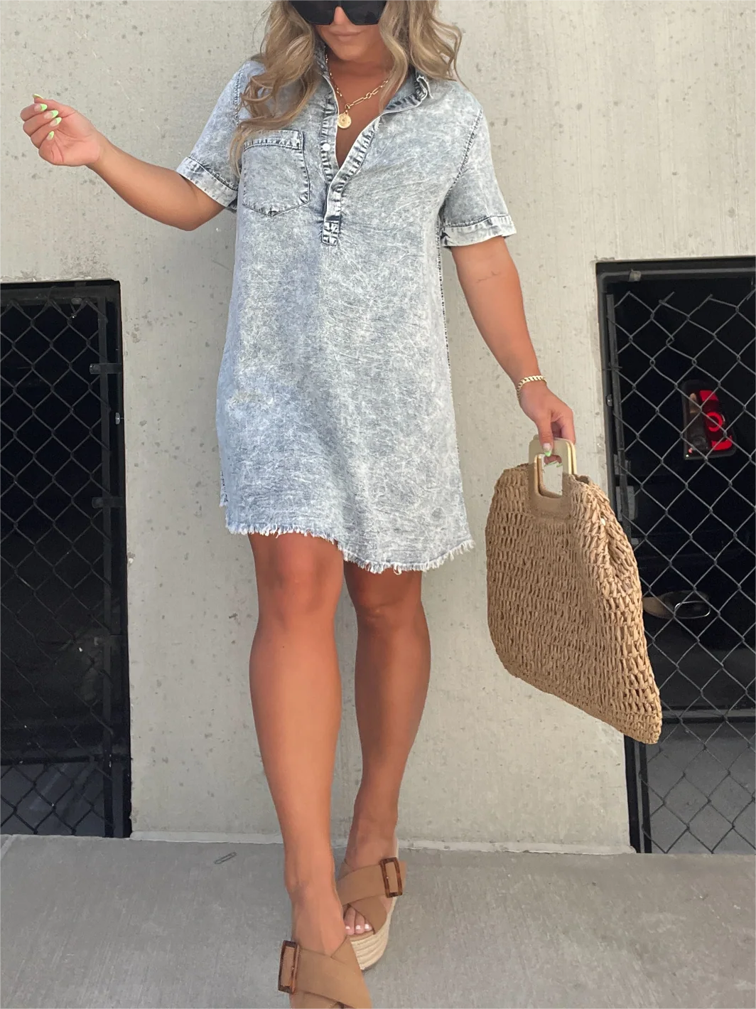 Women's Washed Shirt Dress (Buy 2 Free Shipping)