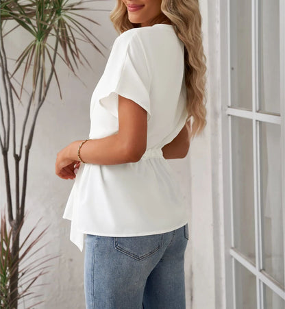 Women's Batwing short sleeve Button-down Shirt(Buy 2 10% OFF）