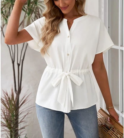 Women's Batwing short sleeve Button-down Shirt(Buy 2 10% OFF）