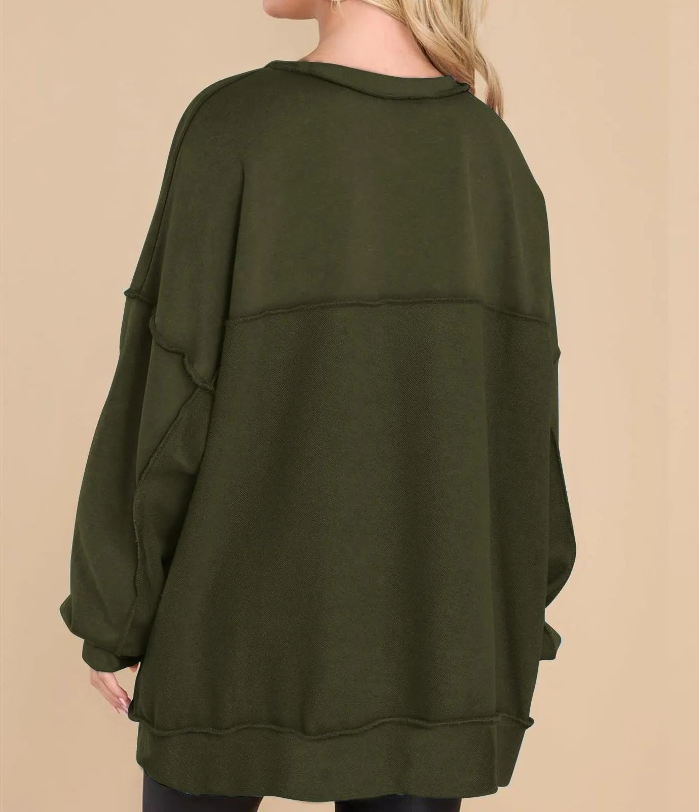 Limited time sale🔥Women's Oversized Henley Casual Buttoned Sweatshirt