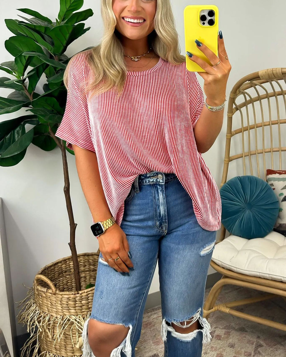 Hot Sale Two Tone Rib Knit Oversized Top
