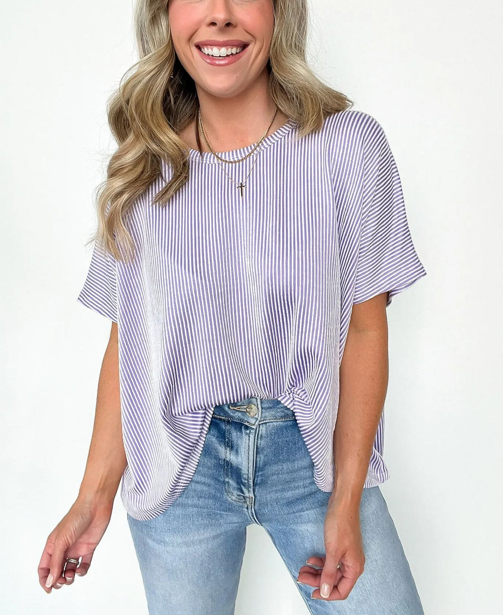 Hot Sale Two Tone Rib Knit Oversized Top