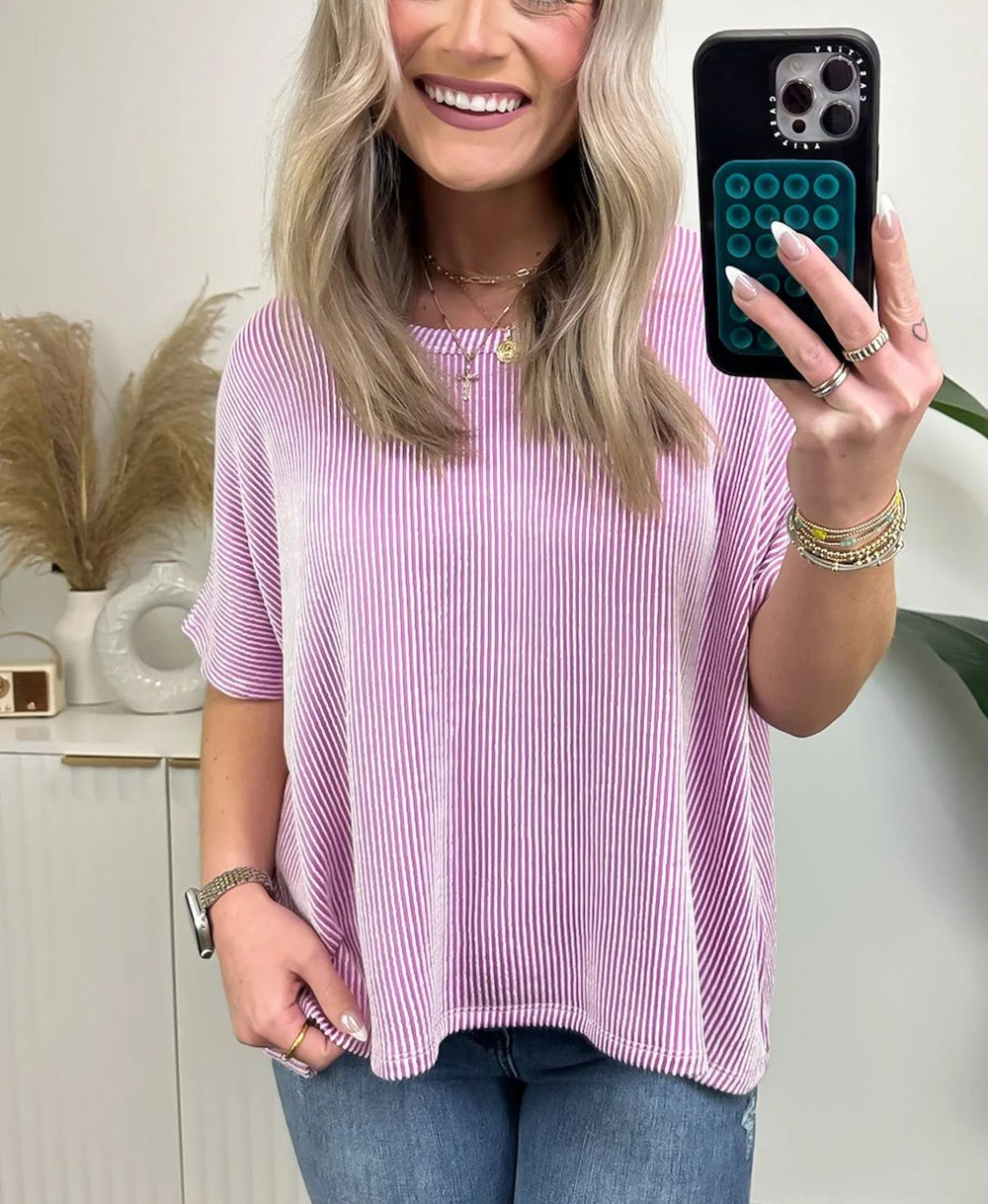 Hot Sale Two Tone Rib Knit Oversized Top