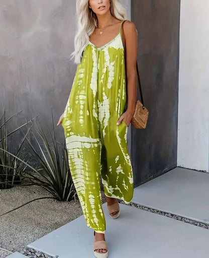 Women's Casual Tie-Dye Cami Wide Leg Jumpsuit