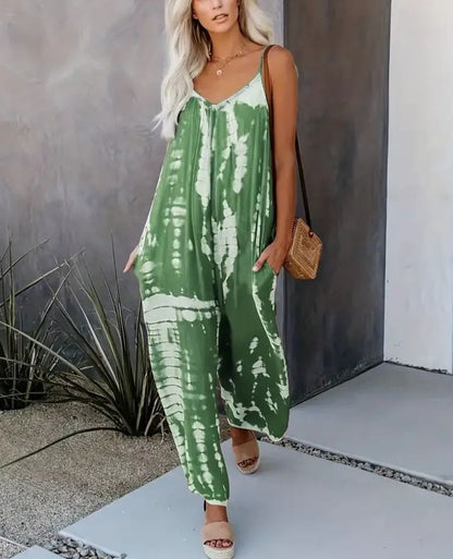 Women's Casual Tie-Dye Cami Wide Leg Jumpsuit