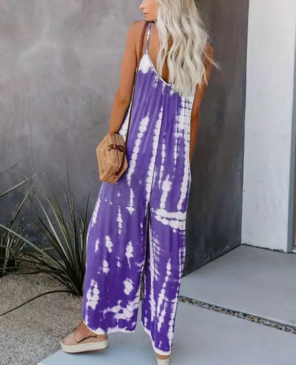 Women's Casual Tie-Dye Cami Wide Leg Jumpsuit