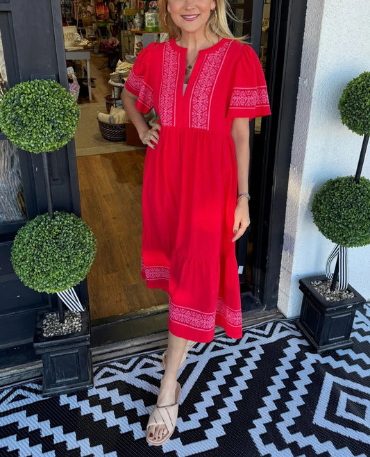✨2025 V-Neck layered Boho Maxi Dress With Pockets