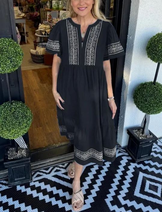 ✨2025 V-Neck layered Boho Maxi Dress With Pockets