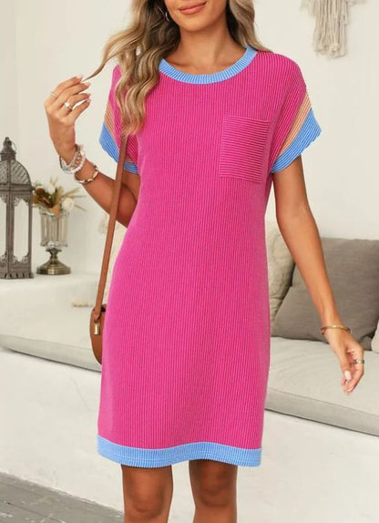 Limited time sale🔥Women‘s Casual Color Block Textured Dress