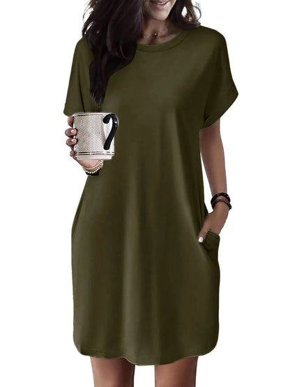 Limited time sale🔥Women's Casual Short Sleeve T-Shirt Dress with Pockets