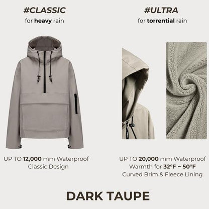 Limited time sale🔥Fleece-lined Waterproof Raincoat Hoodie With Kangaroo Pocket