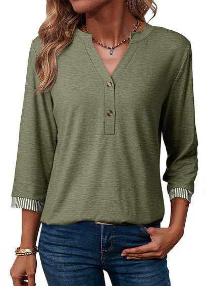 Women's 3/4 Sleeve Henley Top
