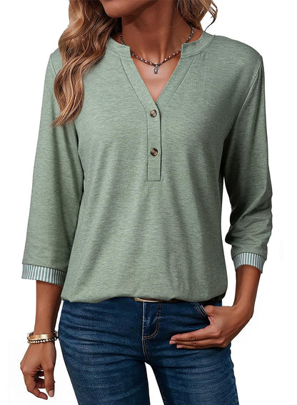 Women's 3/4 Sleeve Henley Top